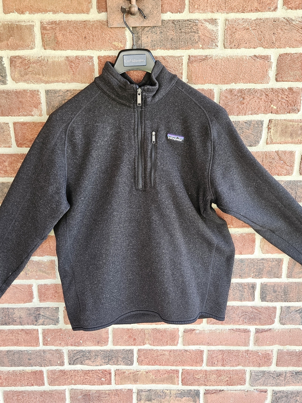 Patagonia Charcoal Gray Zip-Up Fleece with Logo Patch